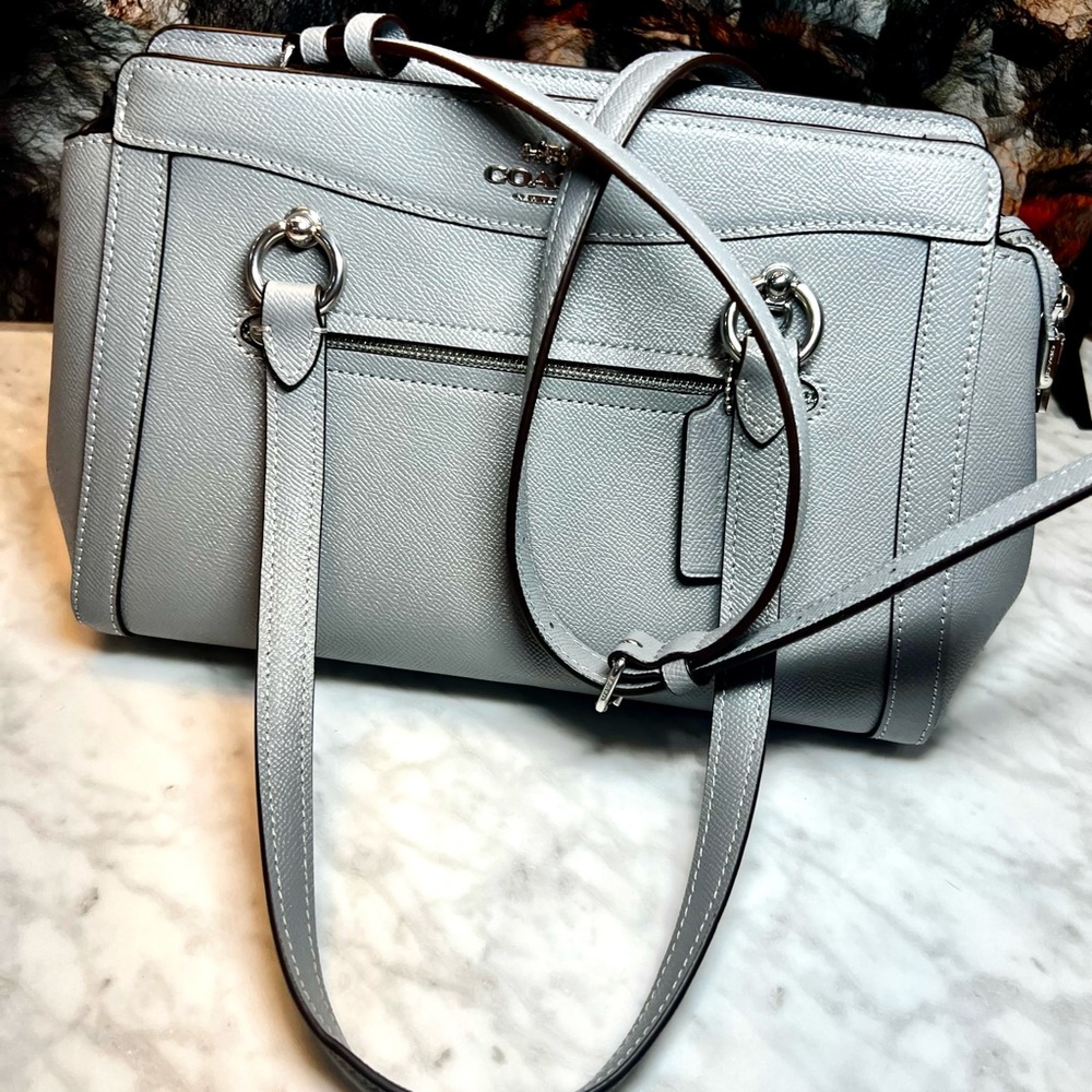 Dove Gray Saffiano Leather Coach Bag - Picture 4 of 6
